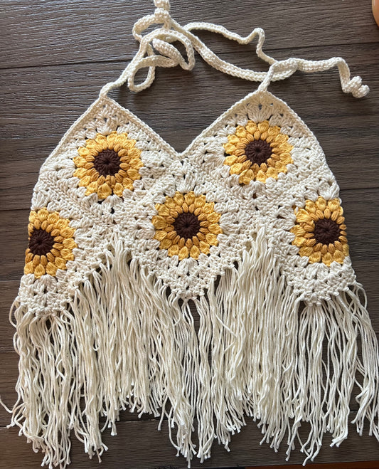 Boho Sunflower Halter Top